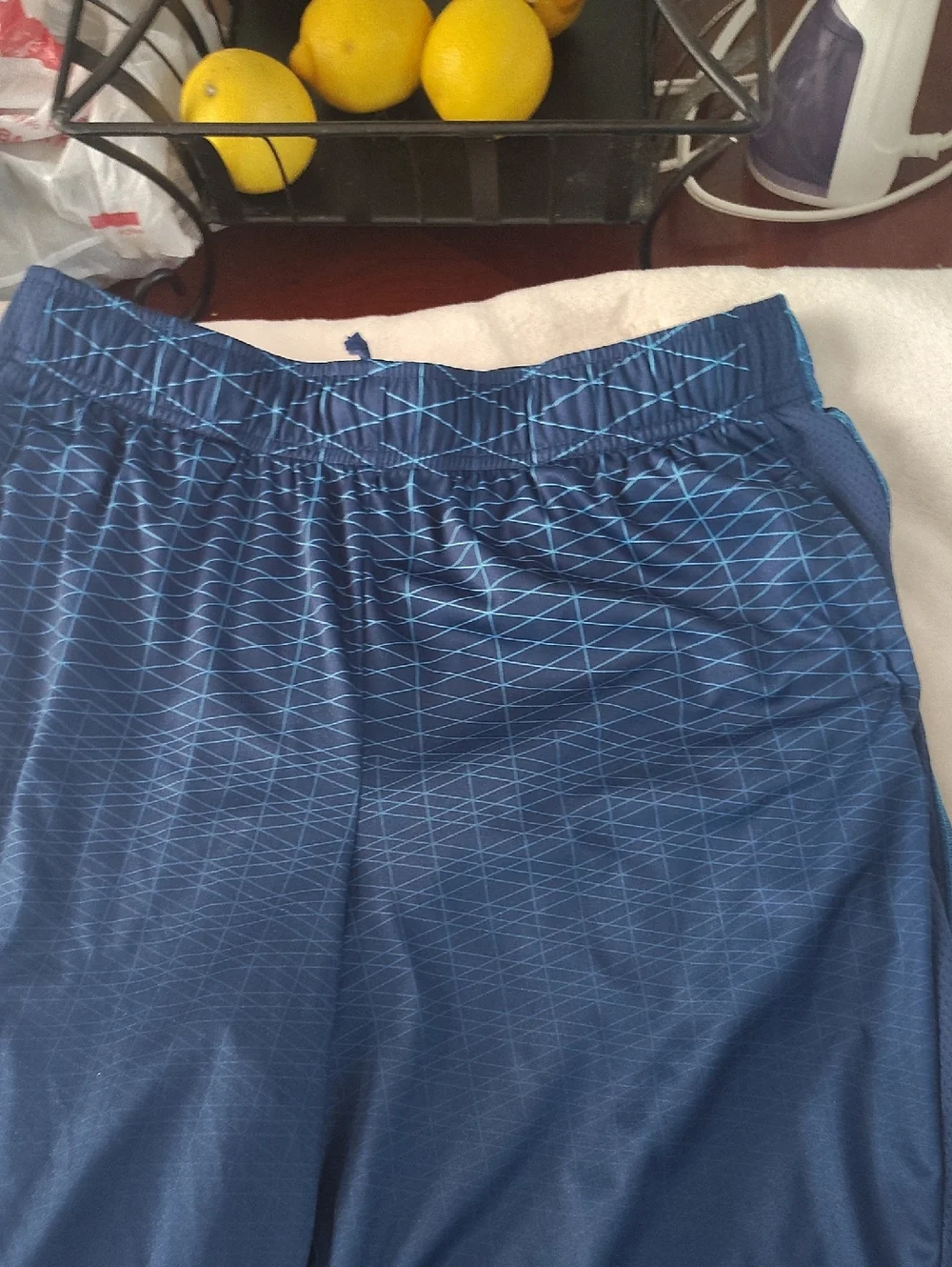 tek‎ gear Blue Athletic Shorts with Light Blue Grid Accent 1321